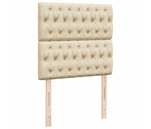 vidaXL atsperu gultas rāmis ar matraci, krēmkrāsas, 80x200 cm, audums