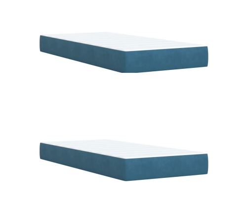 vidaXL atsperu gulta ar matraci, zils samts, 200x200 cm