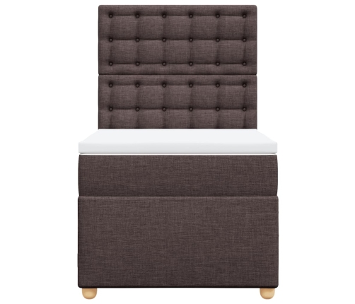 vidaXL atsperu gultas rāmis ar matraci, tumši brūna, 80x200 cm, audums