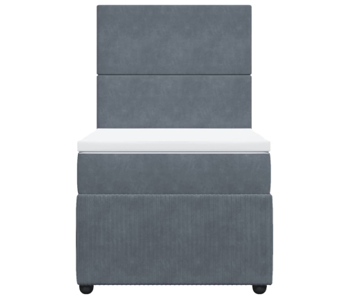 vidaXL atsperu gulta ar matraci, tumši pelēka samts, 100x200 cm