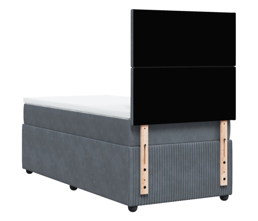 vidaXL atsperu gulta ar matraci, tumši pelēka samts, 100x200 cm