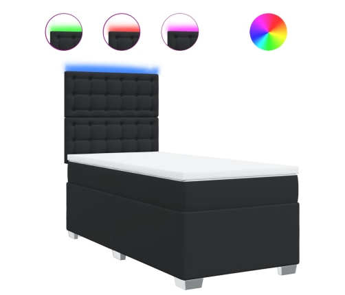 vidaXL atsperu gulta ar matraci, melna, 80x200 cm, mākslīgā āda