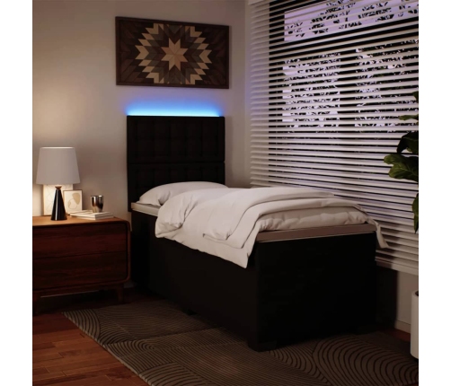 vidaXL atsperu gulta ar matraci, melna, 80x200 cm, mākslīgā āda