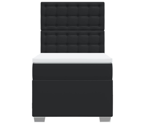 vidaXL atsperu gulta ar matraci, melna, 80x200 cm, mākslīgā āda