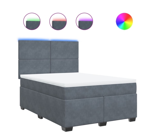 vidaXL atsperu gulta ar matraci, tumši pelēka samts, 160x200 cm