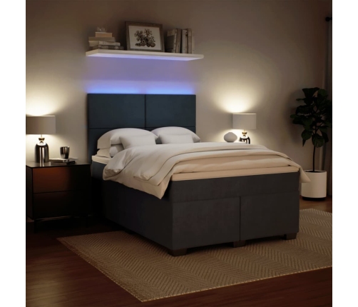 vidaXL atsperu gulta ar matraci, tumši pelēka samts, 160x200 cm