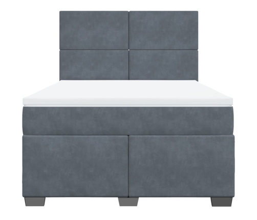 vidaXL atsperu gulta ar matraci, tumši pelēka samts, 160x200 cm