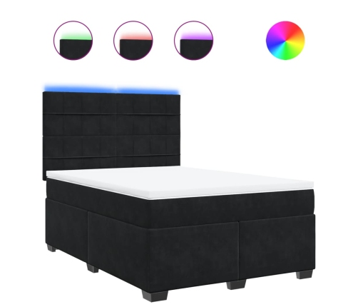 vidaXL atsperu gulta ar matraci, melna samts, 160x200 cm