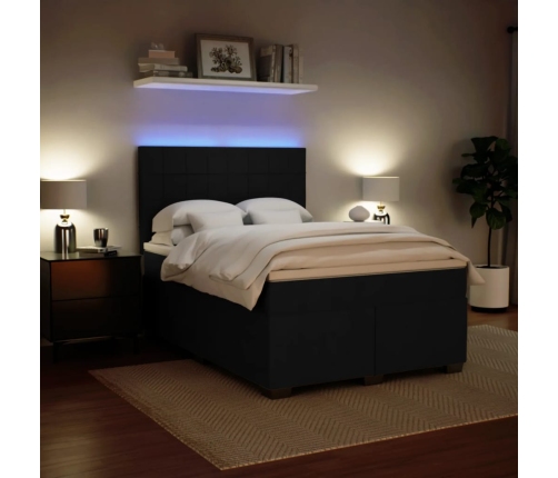 vidaXL atsperu gulta ar matraci, melna samts, 160x200 cm