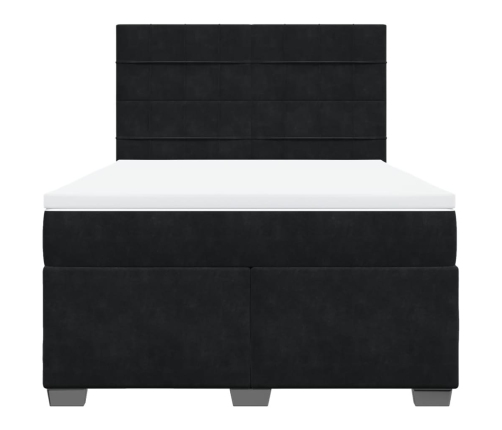 vidaXL atsperu gulta ar matraci, melna samts, 160x200 cm