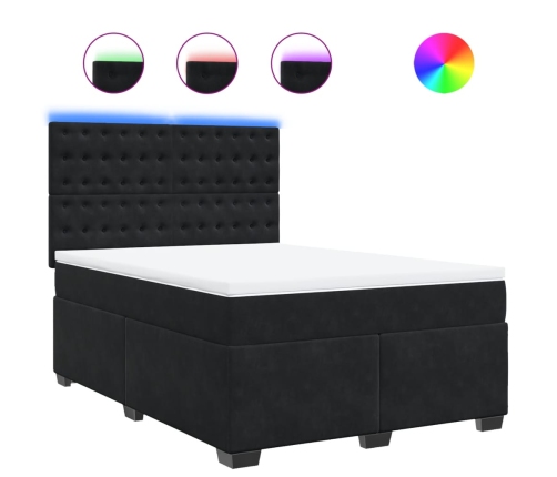 vidaXL atsperu gulta ar matraci, melna samts, 160x200 cm