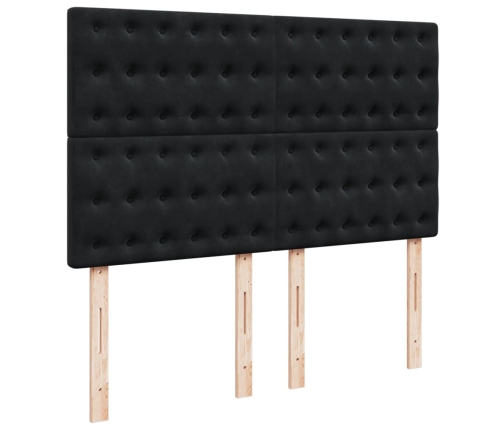 vidaXL atsperu gulta ar matraci, melna samts, 160x200 cm