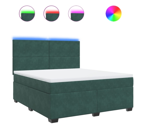 vidaXL atsperu gulta ar matraci, tumši zaļš samts, 180x200 cm