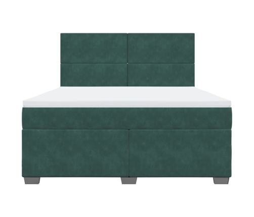 vidaXL atsperu gulta ar matraci, tumši zaļš samts, 180x200 cm