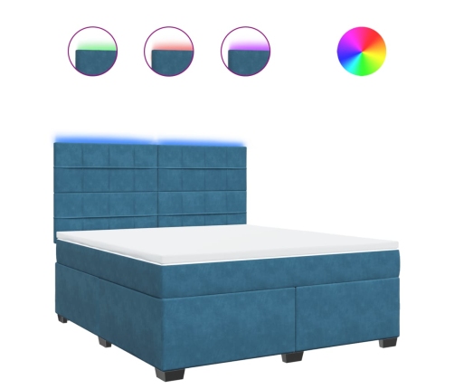 vidaXL atsperu gulta ar matraci, zils samts, 180x200 cm