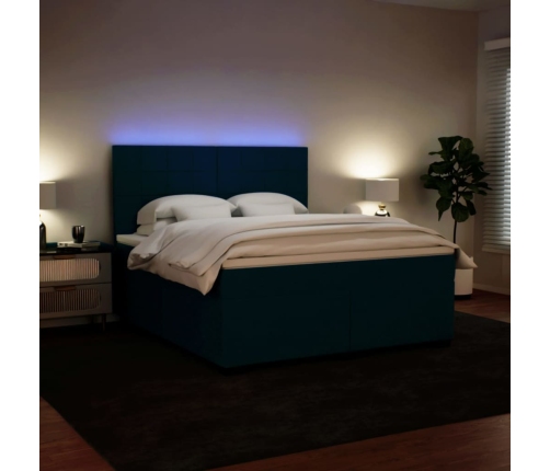 vidaXL atsperu gulta ar matraci, zils samts, 180x200 cm