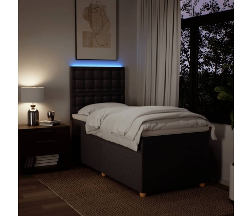 vidaXL atsperu gultas rāmis ar matraci, tumši brūna, 80x200 cm, audums