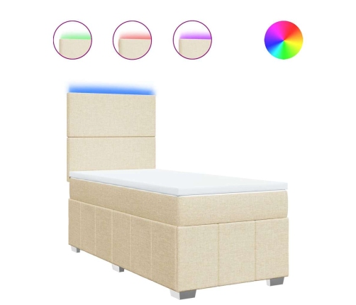 vidaXL atsperu gultas rāmis ar matraci, krēmkrāsas, 80x200 cm, audums