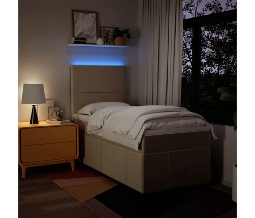 vidaXL atsperu gultas rāmis ar matraci, krēmkrāsas, 80x200 cm, audums