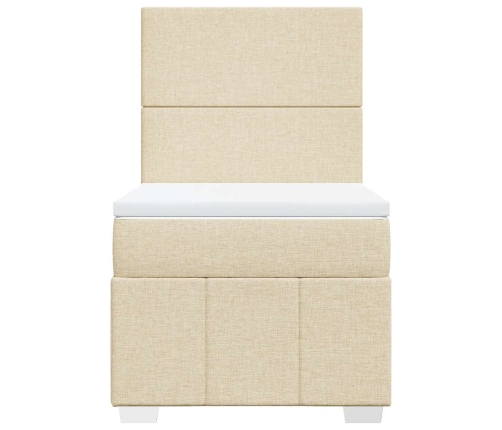 vidaXL atsperu gultas rāmis ar matraci, krēmkrāsas, 80x200 cm, audums