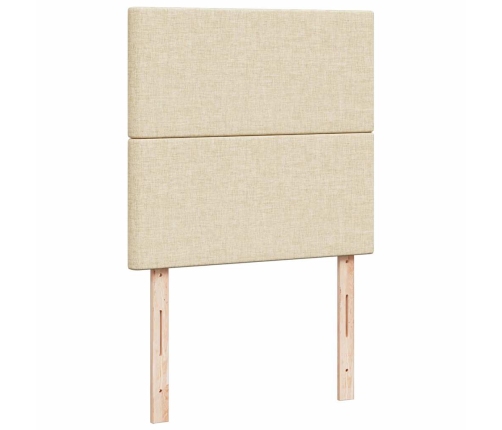 vidaXL atsperu gultas rāmis ar matraci, krēmkrāsas, 80x200 cm, audums