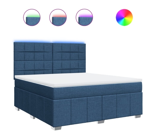 vidaXL atsperu gulta ar matraci, zils, 180x200 cm, audums