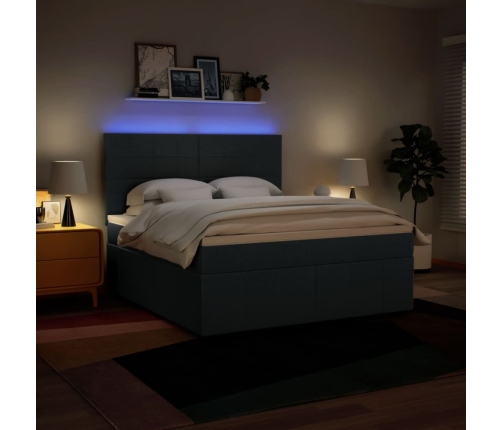 vidaXL atsperu gulta ar matraci, zils, 180x200 cm, audums