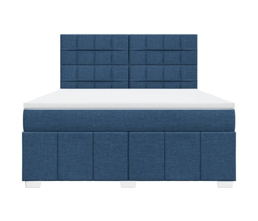 vidaXL atsperu gulta ar matraci, zils, 180x200 cm, audums
