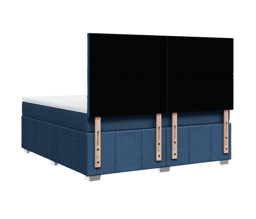 vidaXL atsperu gulta ar matraci, zils, 180x200 cm, audums