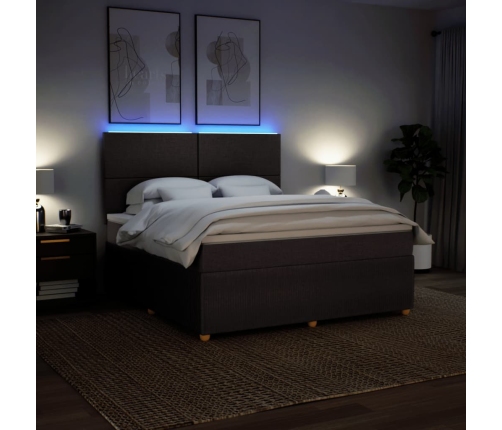 Atsperu Gulta Ar Matraci, Tumši Brūns, 180X200 Cm, Audums Vidaxl