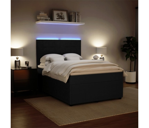 vidaXL atsperu gulta ar matraci, melna samts, 160x200 cm