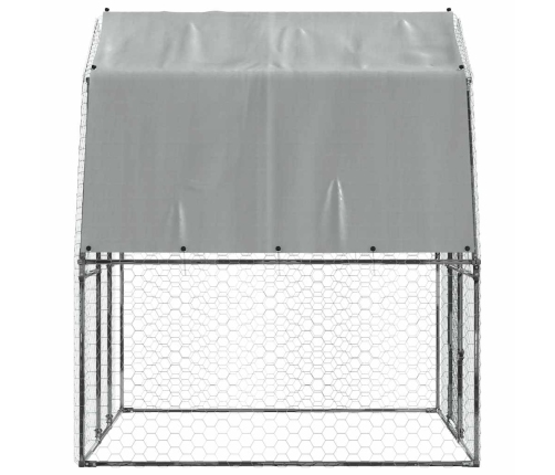 vidaXL vistu būris ar jumtu un durvīm, sudraba, cinkots tērauds