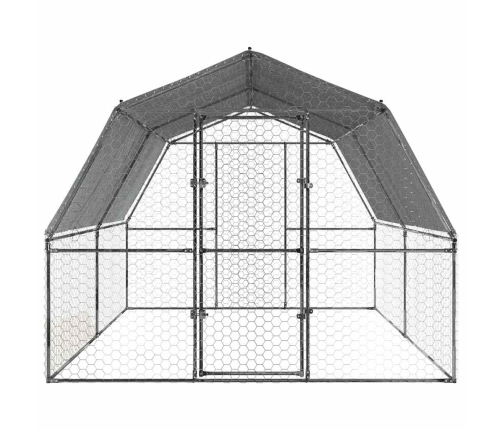 vidaXL vistu būris ar jumtu un durvīm, sudraba, cinkots tērauds