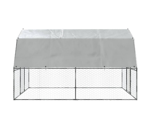 vidaXL vistu būris ar jumtu un durvīm, sudraba, cinkots tērauds