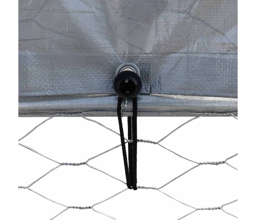 vidaXL vistu būris ar jumtu un durvīm, sudraba, cinkots tērauds