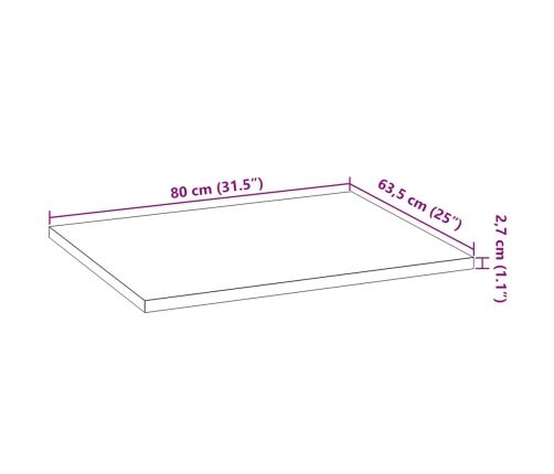 Virtuves Darba Virsma 80X63,5X2,7 Cm Ozola Masīvkoks Taisnstūra Vidaxl