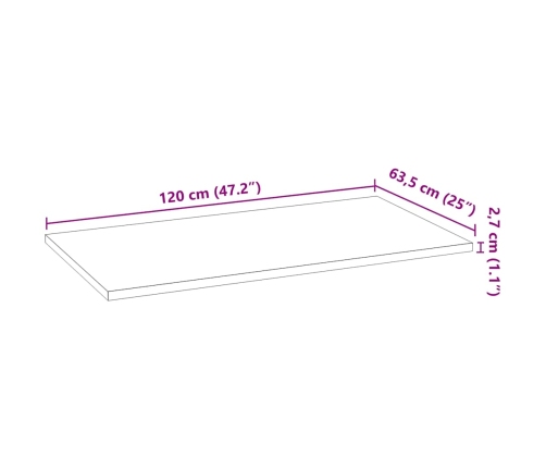Virtuves Darba Virsma 120X63,5X2,7Cm Ozola Masīvkoks Taisnstūra Vidaxl