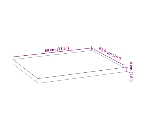 Virtuves Darba Virsma 80X63,5X4 Cm Ozola Masīvkoks Taisnstūra Vidaxl