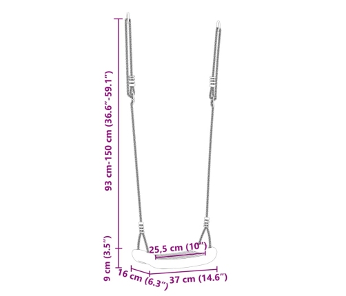 vidaXL āra šūpoles bērniem, vienvietīgas, regulējama virve, zils