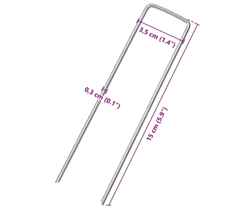 Zemes Mietiņi, 50 Gab., U-Forma, 15X3,5 Cm, Cinkots Tērauds Vidaxl