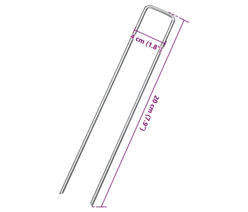 Zemes Mietiņi, 25 Gab., U-Forma, 20X4 Cm, Cinkots Tērauds Vidaxl