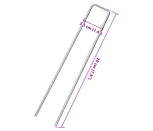 Zemes Mietiņi, 25 Gab., U-Forma, 20X3,5 Cm, Cinkots Tērauds Vidaxl