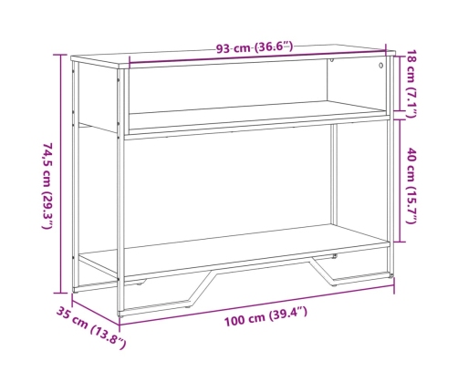 vidaXL konsoles galdiņš, brūns, 100x35x74,5 cm, inženierijas koks