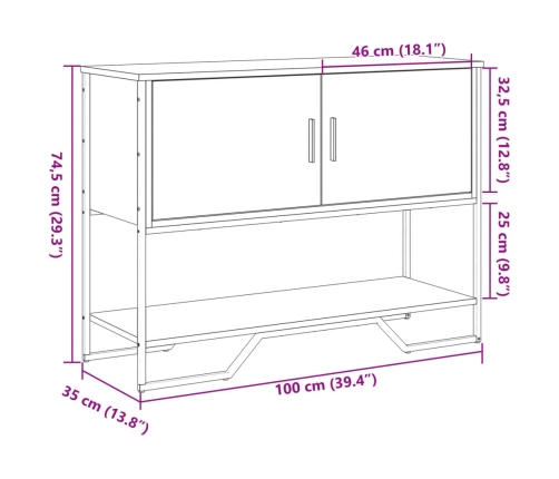 vidaXL konsoles galdiņš, brūns, 100x35x74,5 cm, inženierijas koks