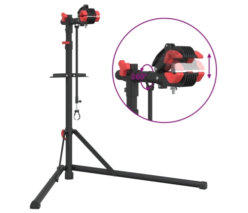 vidaXL velosipēdu remonta statīvs salokāms 92-152 cm sarkans tērauds