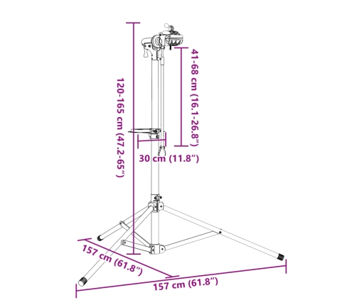 Velosipēdu Remonta Statīvs, Salokāms, 120-165 Cm, Alumīnijs Vidaxl