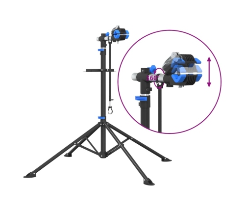 vidaXL velosipēdu remonta statīvs, salokāms, 108-188 cm zils tērauds