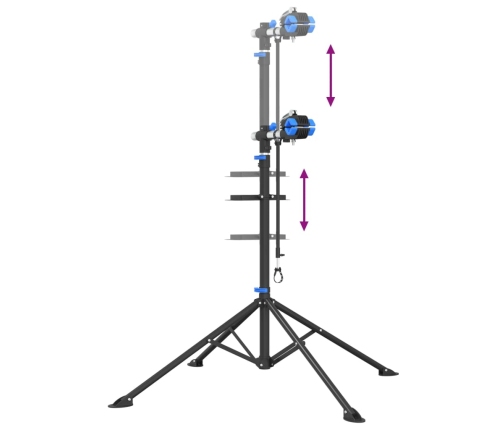 vidaXL velosipēdu remonta statīvs, salokāms, 108-188 cm zils tērauds