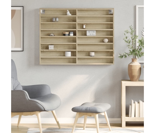 vidaXL vitrīnas skapis, ozola krāsa, 100x8,5x75 cm, inženierijas koks