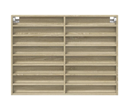 vidaXL vitrīnas skapis, ozola krāsa, 100x8,5x75 cm, inženierijas koks